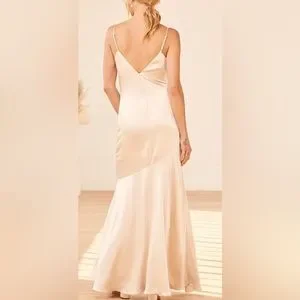 Lulus | Dresses | Champagne Satin Maxi Dress | Poshmark